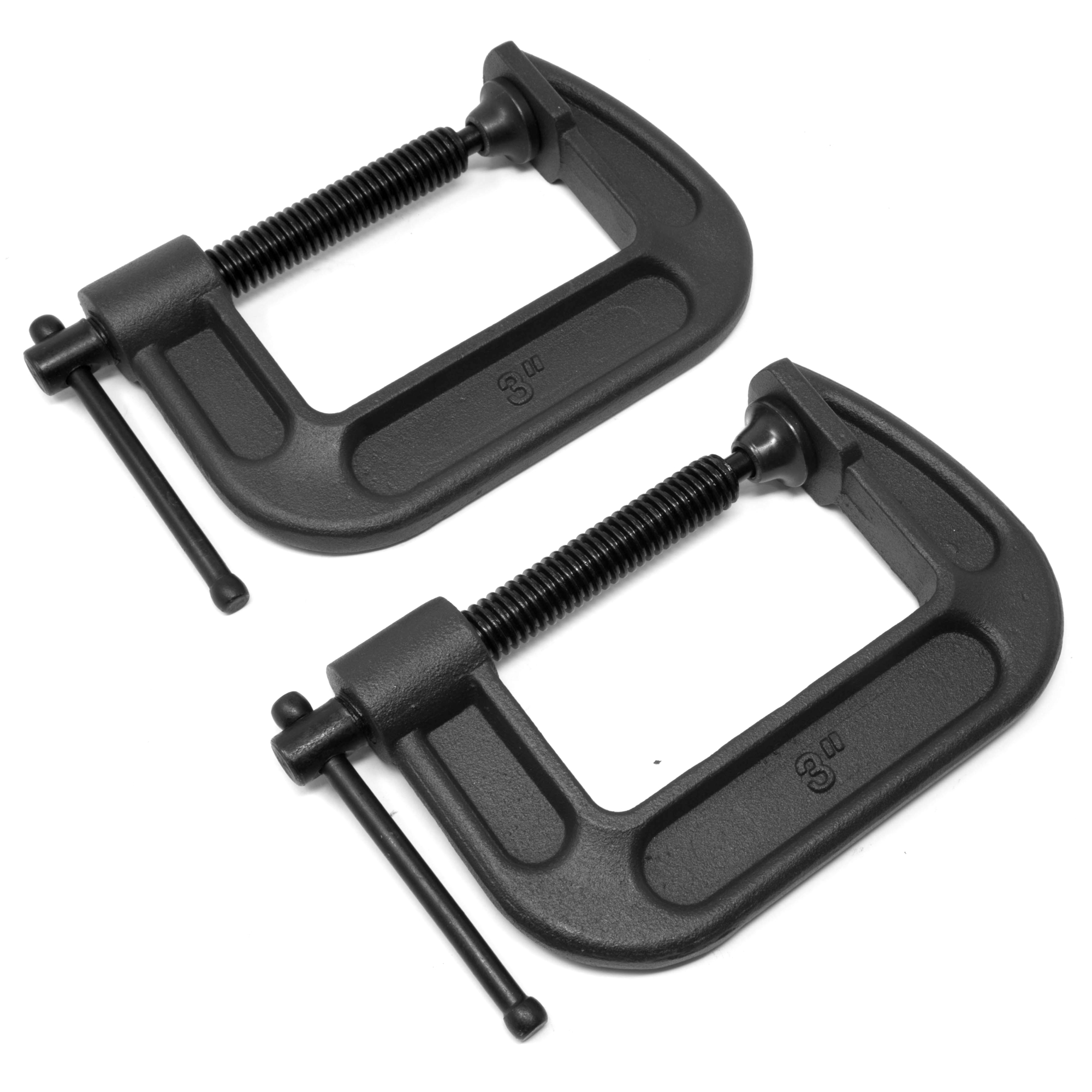 WEN C-Clamps - 3in. Jaw Opening, 2in. Throat, Heavy-Duty Cast Iron, 2 Pack, Model# CLC322
